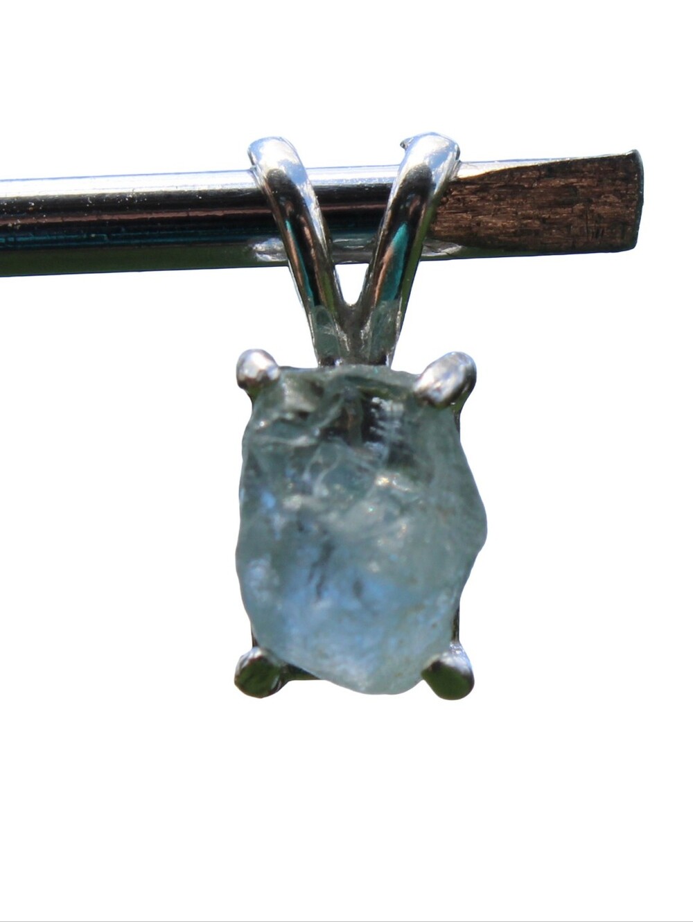 Unique Natural Rough 1.88ct Blue Montana Sapphire Sterling Silver Necklace 408